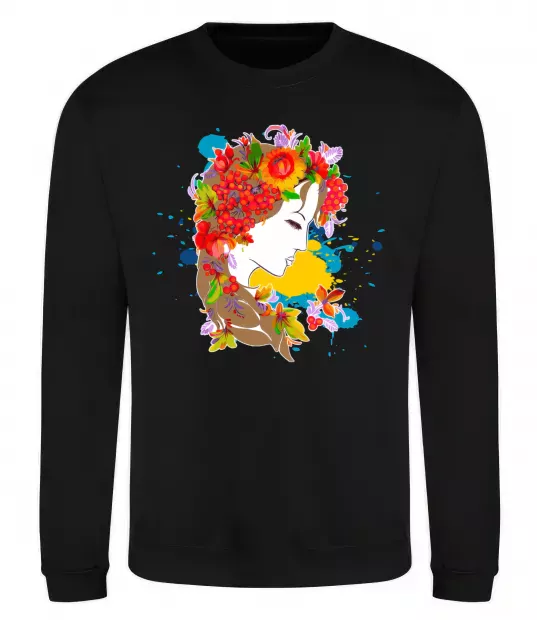 Світшот Українка петриківський розпис Чорний фото