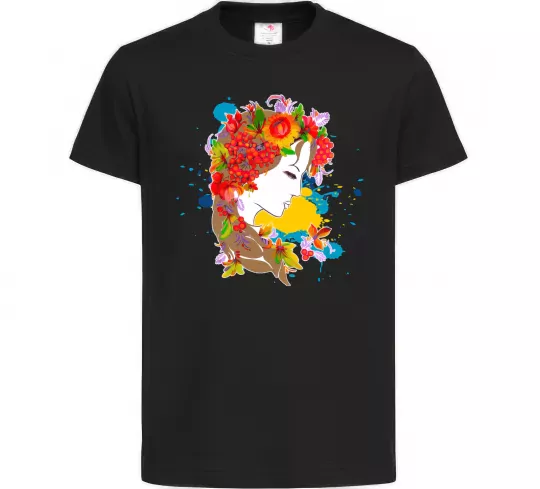 Детская футболка Українка петриківський розпис Черный фото