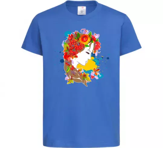 Детская футболка Українка петриківський розпис Ярко-синий фото