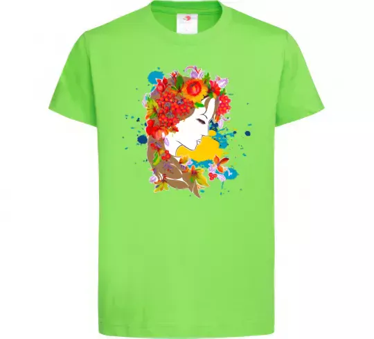 Детская футболка Українка петриківський розпис Лаймовый фото