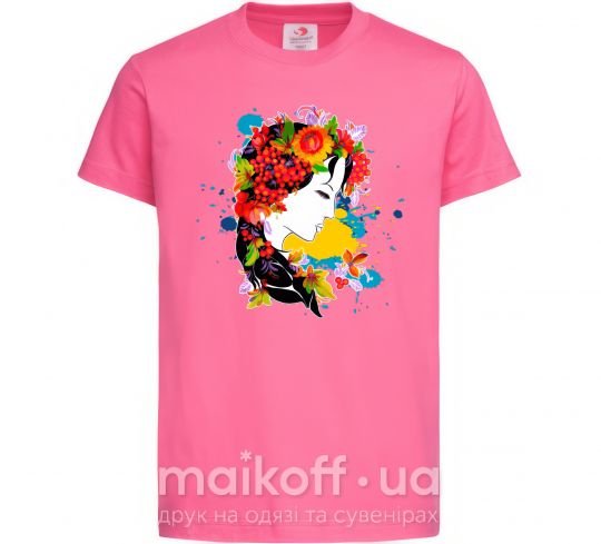 Дитяча футболка Українка петриківський розпис Яскраво-рожевий фото
