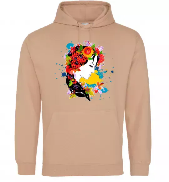 Мужская толстовка (худи) Українка петриківський розпис Песочный фото