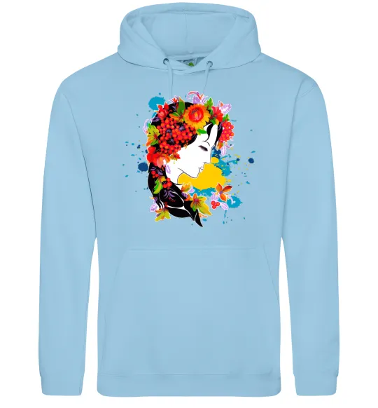 Чоловіча толстовка (худі) Українка петриківський розпис Блакитний фото