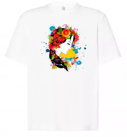 Футболка Оверсайз Українка петриківський розпис Белый фото