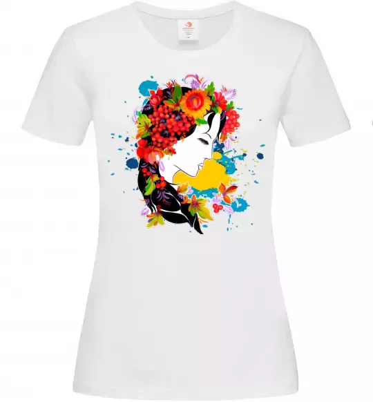 Женская футболка Українка петриківський розпис Белый фото