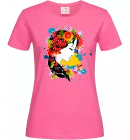Женская футболка Українка петриківський розпис Ярко-розовый фото