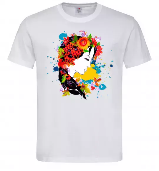 Мужская футболка Українка петриківський розпис Белый фото