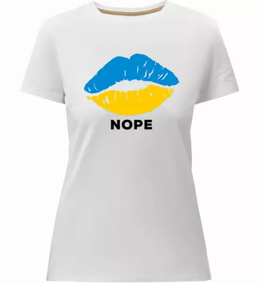 Женская премиум футболка Ukrainian lips nope Белый фото