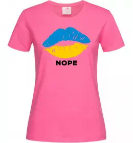 Женская футболка Ukrainian lips nope Ярко-розовый фото
