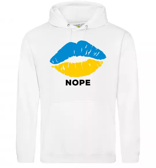 Женская толстовка (худи) Ukrainian lips nope Белый фото