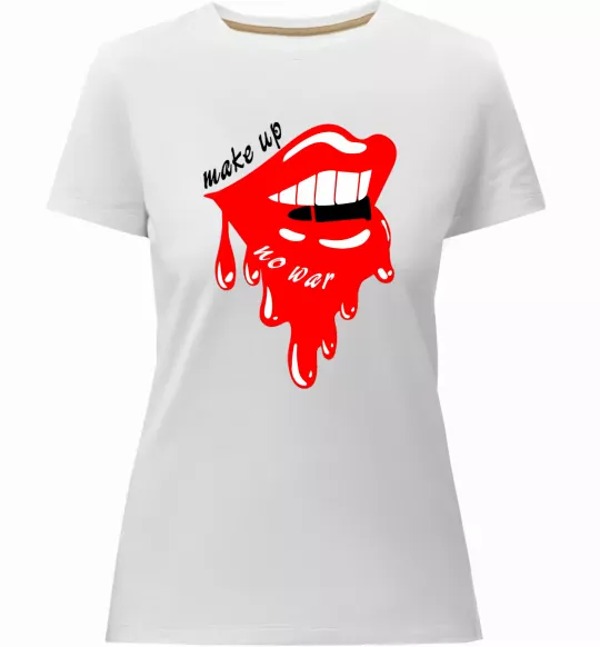 Жіноча преміум футболка Make up no war Білий фото