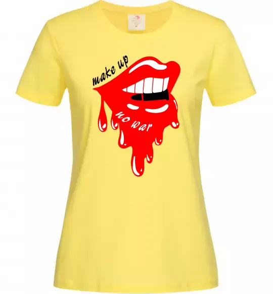Женская футболка Make up no war Лимонный фото