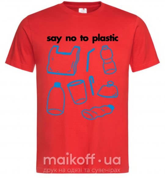 Мужская футболка Say no to plastic Красный фото