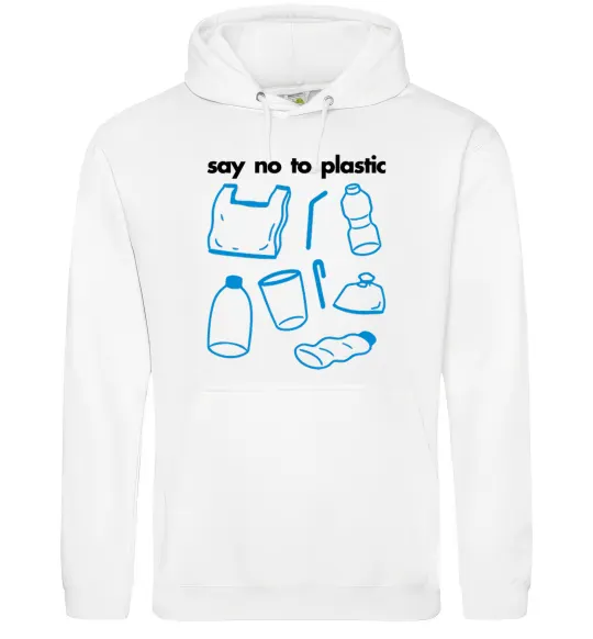 Женская толстовка (худи) Say no to plastic Белый фото