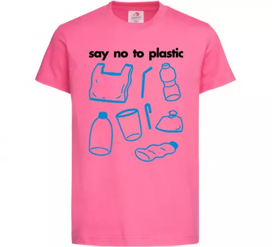 Детская футболка Say no to plastic Ярко-розовый фото