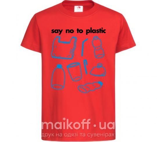 Детская футболка Say no to plastic Красный фото