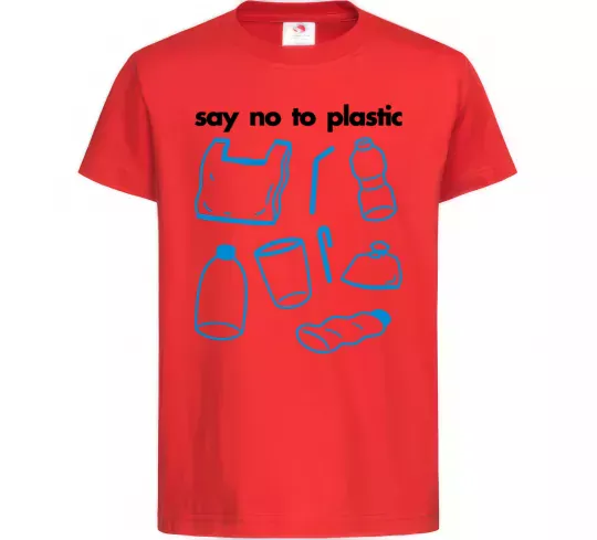 Детская футболка Say no to plastic Красный фото