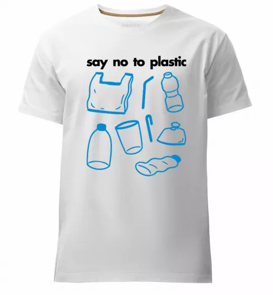 Чоловіча преміум футболка Say no to plastic Білий фото