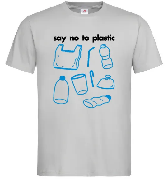 Мужская футболка Say no to plastic Серый фото