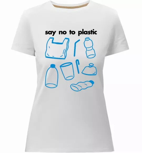 Жіноча преміум футболка Say no to plastic Білий фото