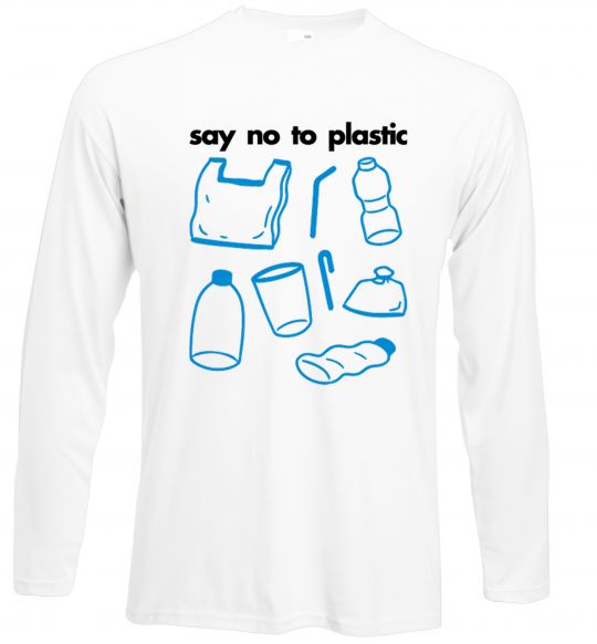 Лонгслів Say no to plastic Білий фото