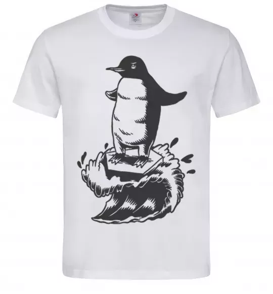 Чоловіча футболка Пінгвін на розтанувшій крижині Білий фото