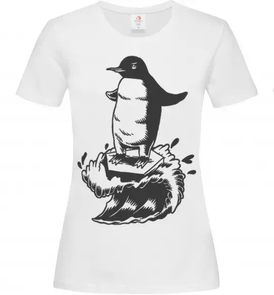 Жіноча футболка Пінгвін на розтанувшій крижині Білий фото