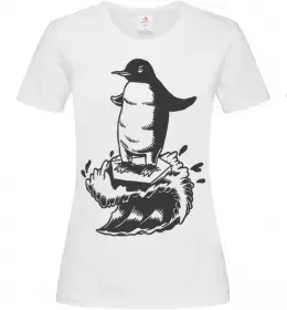 Жіноча футболка Пінгвін на розтанувшій крижині Білий фото