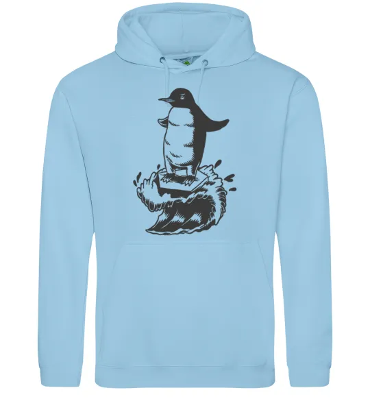 Чоловіча толстовка (худі) Пінгвін на розтанувшій крижині Блакитний фото