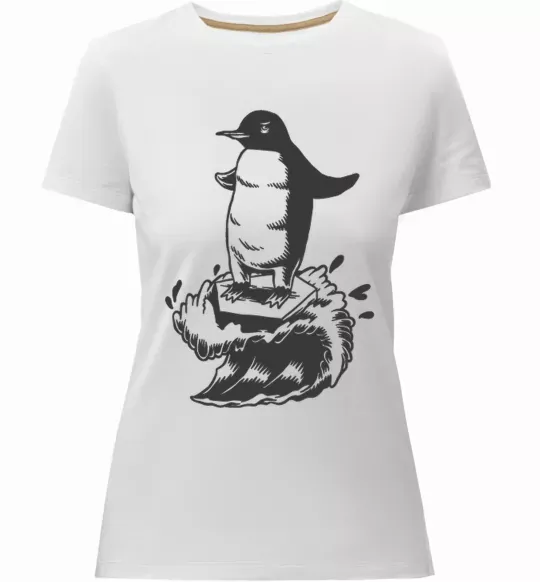 Женская премиум футболка Пінгвін на розтанувшій крижині Белый фото