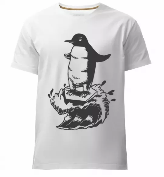 Мужская премиум футболка Пінгвін на розтанувшій крижині Белый фото