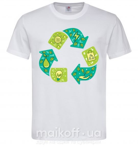 Мужская футболка Экология треугольник Белый фото