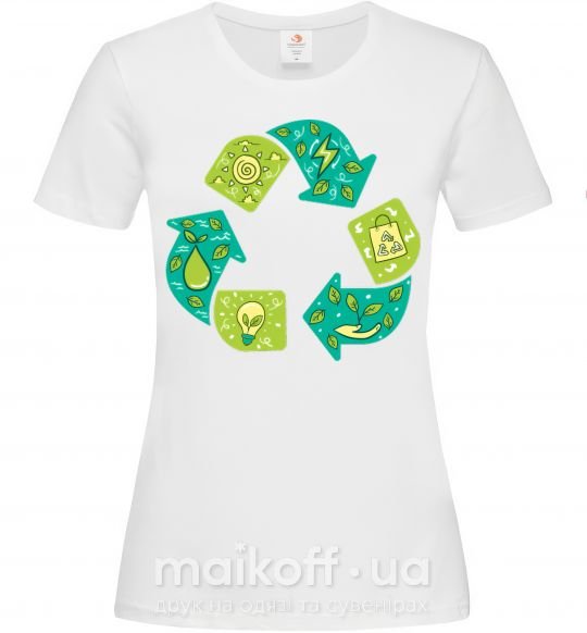 Женская футболка Экология треугольник Белый фото