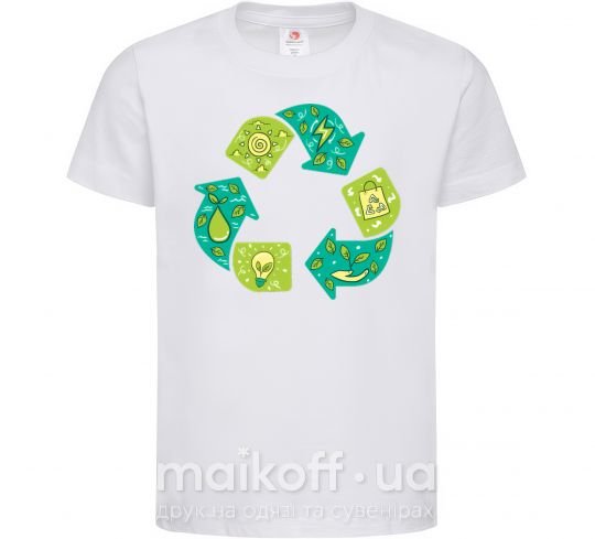 Дитяча футболка Экология треугольник Білий фото