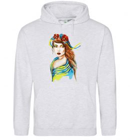 Чоловіча толстовка (худі) Українка в прапорі Чоловіча толстовка (худі) Українка в прапорі