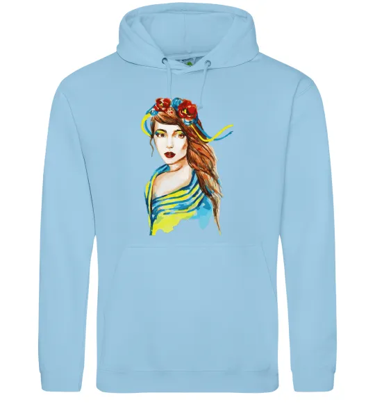 Жіноча толстовка (худі) Українка в прапорі Блакитний фото