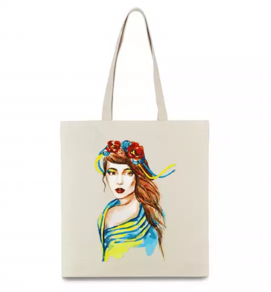 Еко-сумка Українка в прапорі Бежевий фото