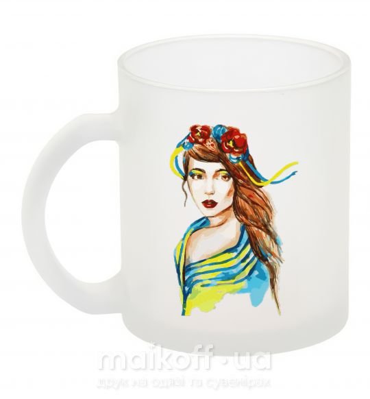 Чашка стеклянная Українка в прапорі Фроузен фото
