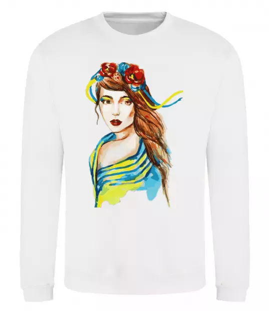 Світшот Українка в прапорі Білий фото