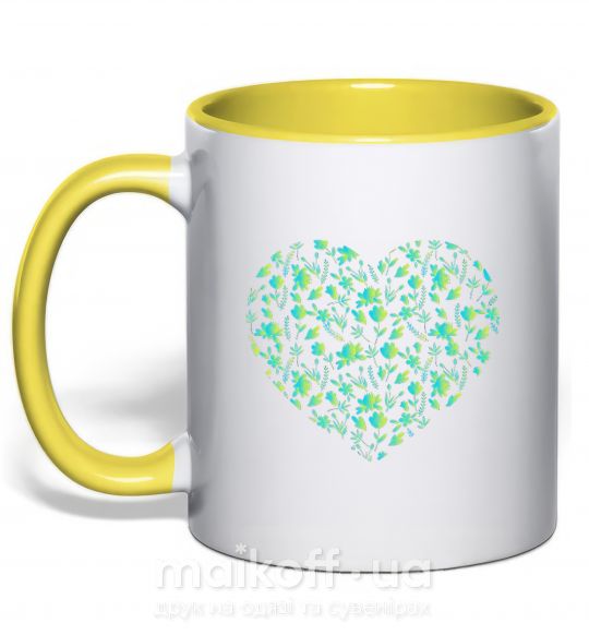 Чашка з кольоровою ручкою Патріотичне серце Сонячно жовтий фото