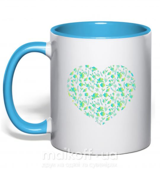 Чашка з кольоровою ручкою Патріотичне серце Блакитний фото