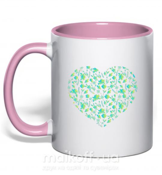 Чашка з кольоровою ручкою Патріотичне серце Ніжно рожевий фото