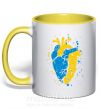 Чашка з кольоровою ручкою Серце українця Сонячно жовтий фото