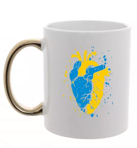 Чашка с цветной ручкой Серце українця Золото фото