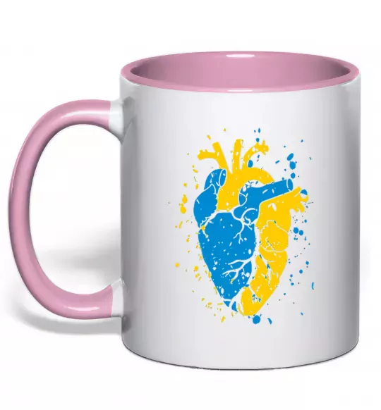 Чашка с цветной ручкой Серце українця Нежно розовый фото