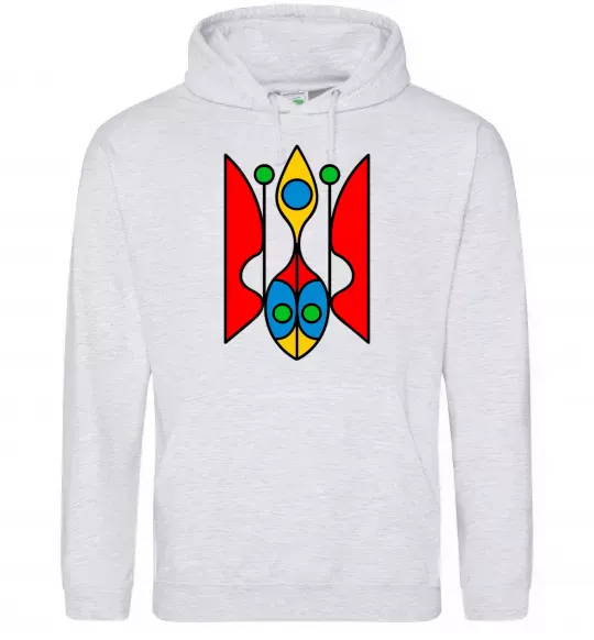 Чоловіча толстовка (худі) Тризуб модернізований Сірий меланж фото