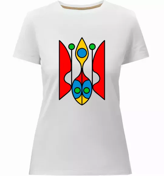 Женская премиум футболка Тризуб модернізований Белый фото