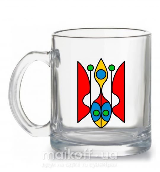 Чашка скляна Тризуб модернізований Прозорий фото