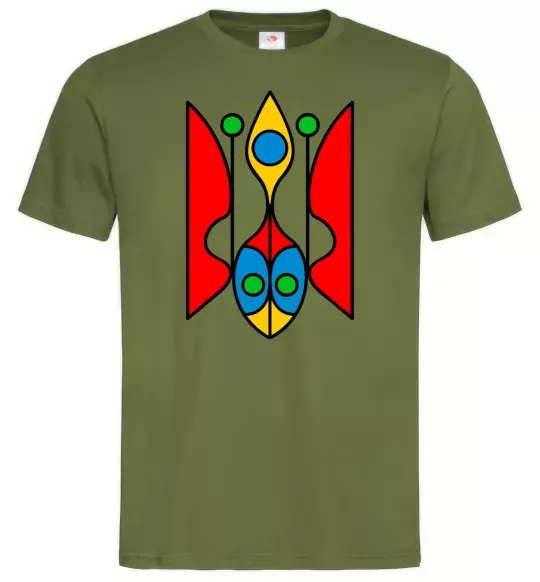 Чоловіча футболка Тризуб модернізований Оливковий фото