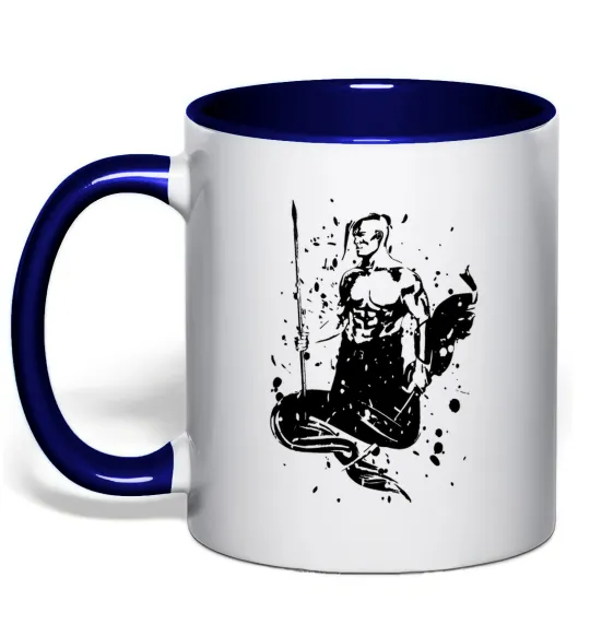 Чашка з кольоровою ручкою Козак black splash Глибокий темно-синій фото